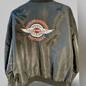 Harley Davidson Flight Bomber Jacket MA-1 Black Logo 2XL XXL‎